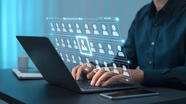 Deeper Insights Woman at laptop analysing data